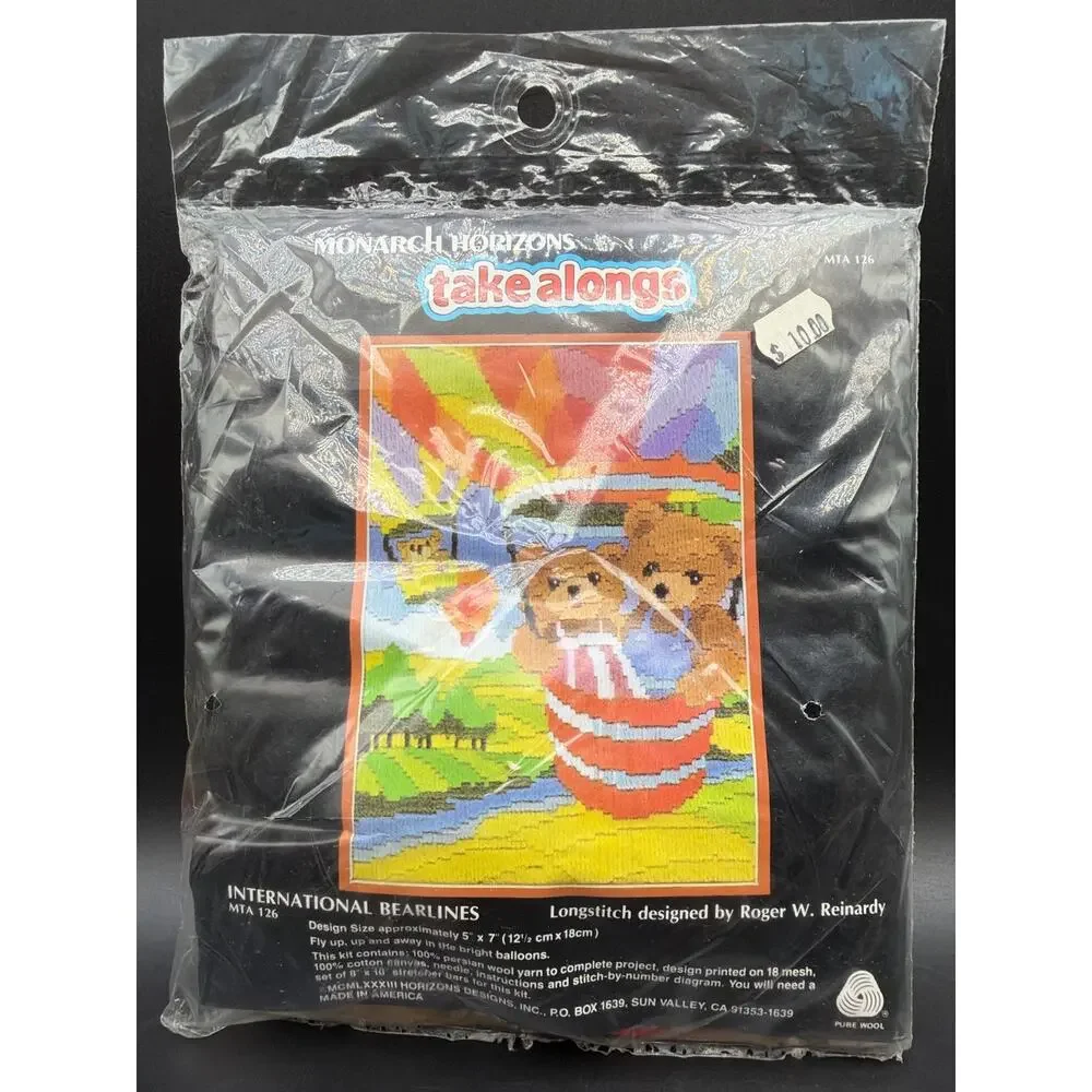 Vintage Monarch Horizons International Bearlines Long Stitch Needlepoint Kit NOS